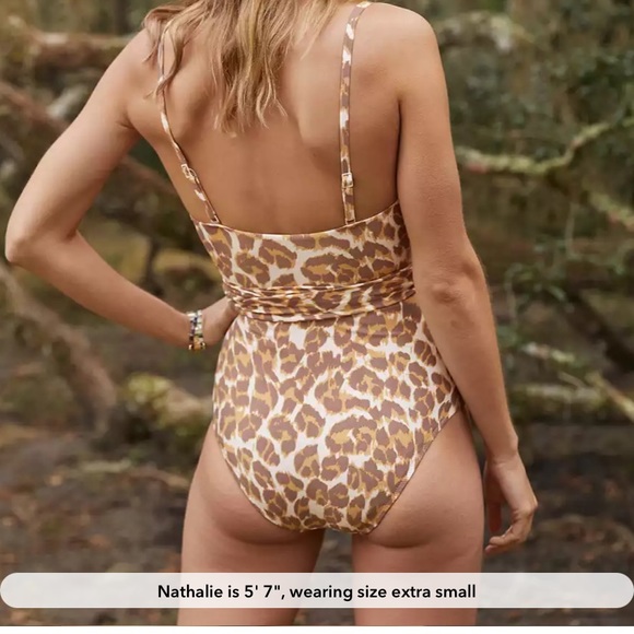 Aerie Leopard Wrap One Piece Swimsuit large - Picture 2 of 6